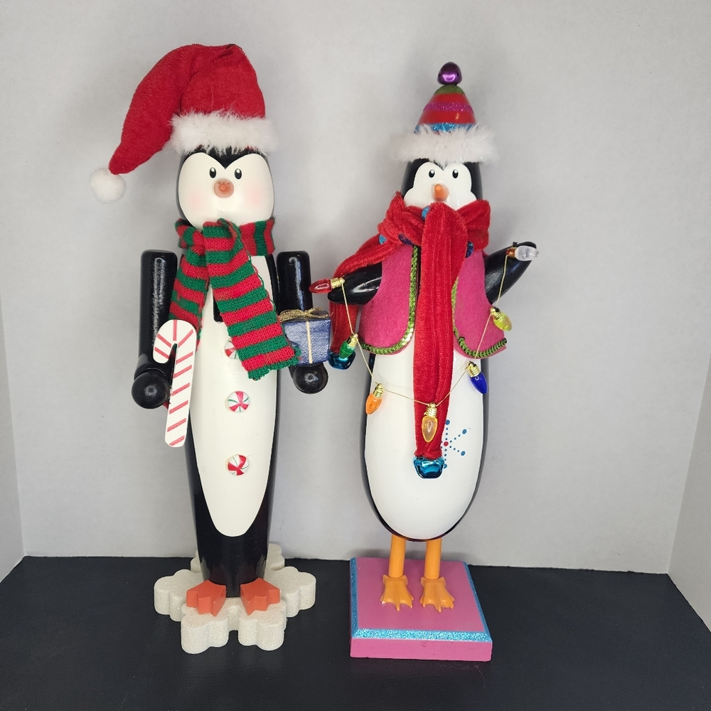 14” Penguin Nutcrackers – Celebrate Christmas Jingle Jockey (Lot of 2)